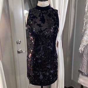 Black sequin/ velvet dress. Size L